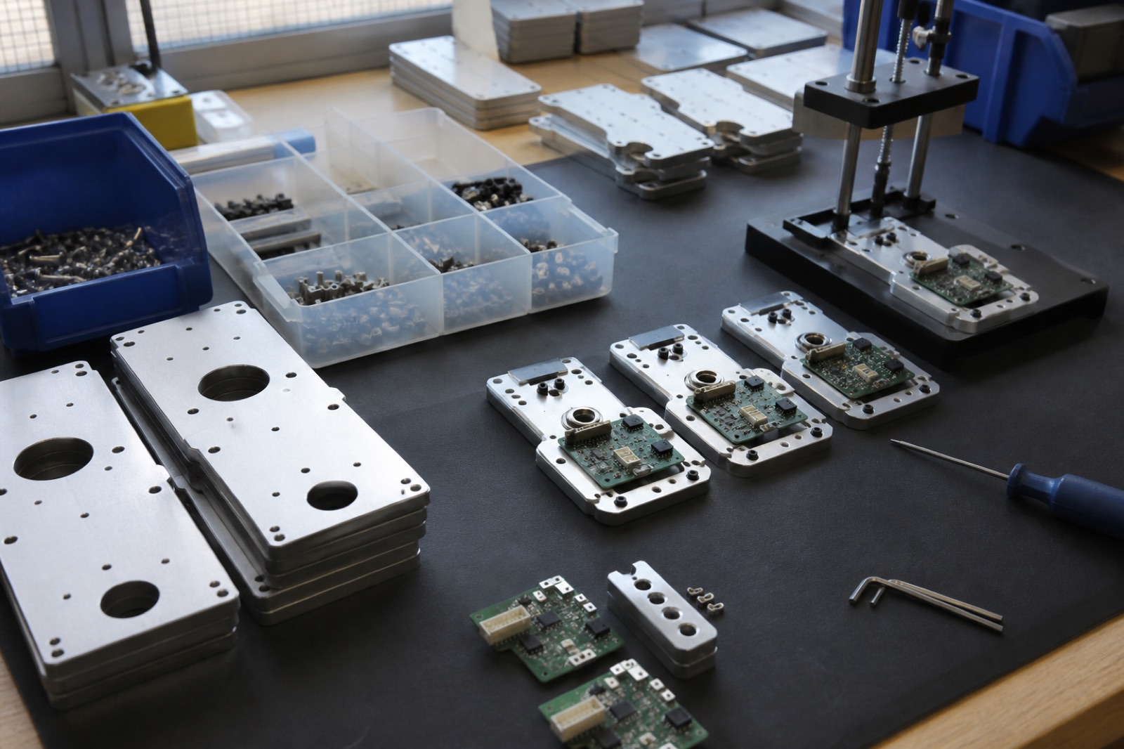 Temporary editorial image of small-batch hardware assembly